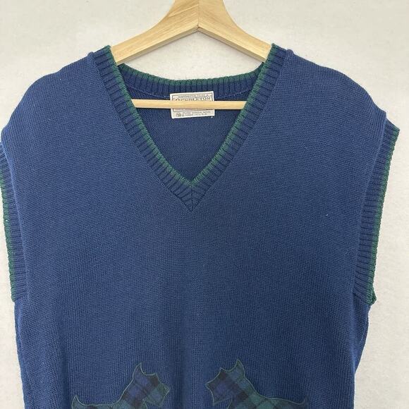 Vtg Pendleton Wool Sweater Vest Womens S Blue Scottish Dogs Preppy Dark Academia - Picture 2 of 15